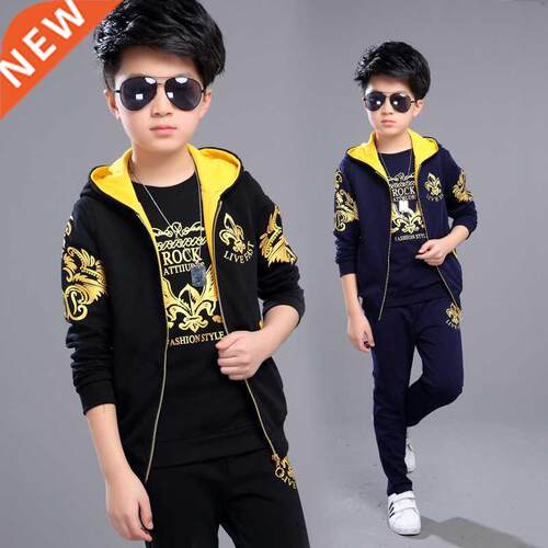 Sports Suit for Boys 3PCS/Set Children's Suit Cotton Hooded