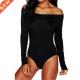 Long Sleeve Schy Women Bodysuit Shoulder Bardot Top Off