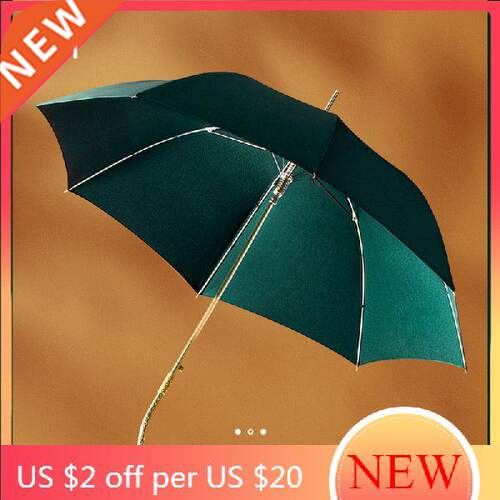 Rain Women Luxury Umbrella Long Wooden Pretty Curved Handle