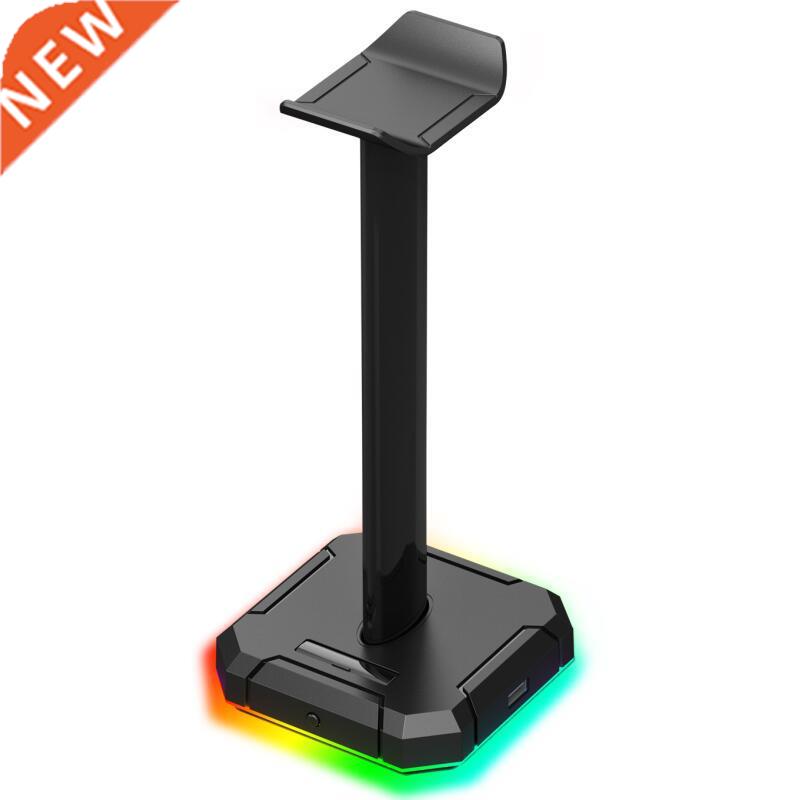 RGB Headset Stand with 4 USB Ports Headphone Holder for图片