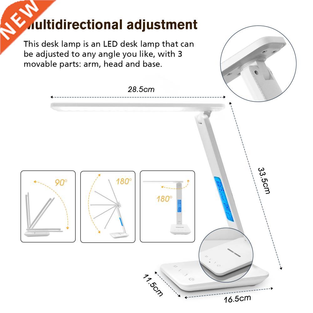 Hot QI Wireless Charging LED Desk Lamp 10W With Calendar Tem
