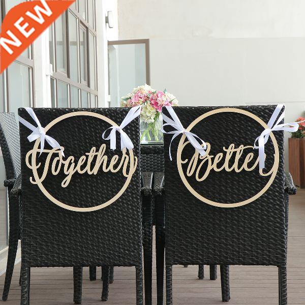 2pcs Round Wedding Chair Signs Wooden Better Together for