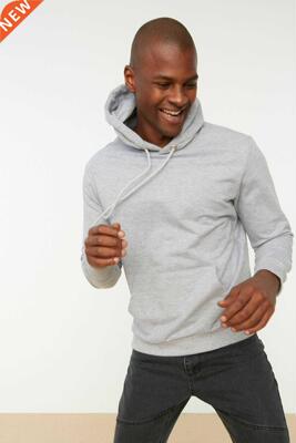 rendyol Men 'S Regular Fit Hooded Kangaroo Pocket Sweatshirt