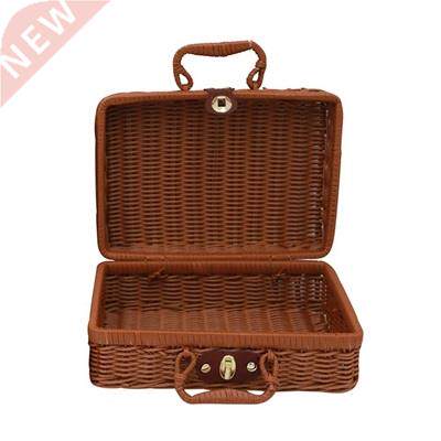 New Square Handwoven Picnic Basket Rattan Storage Box With