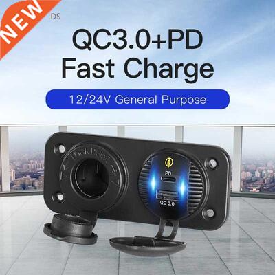 Car Charger 12V Usb Socket Type C Fast Charging QC3.0 Quick
