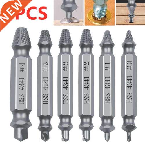 6pcs Material Damaged Screw Extractor Drill Bits Guide Set