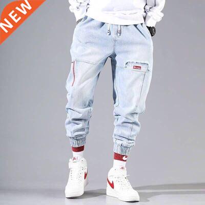 2022 New Sreetwear Hip Hop Cargo Pants Men's Jeans Elastic H