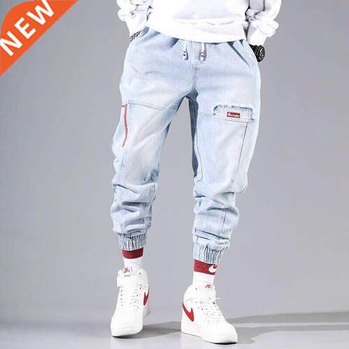2022 New Sreetwear Hip Hop Cargo Pants Men's Jeans Elastic H