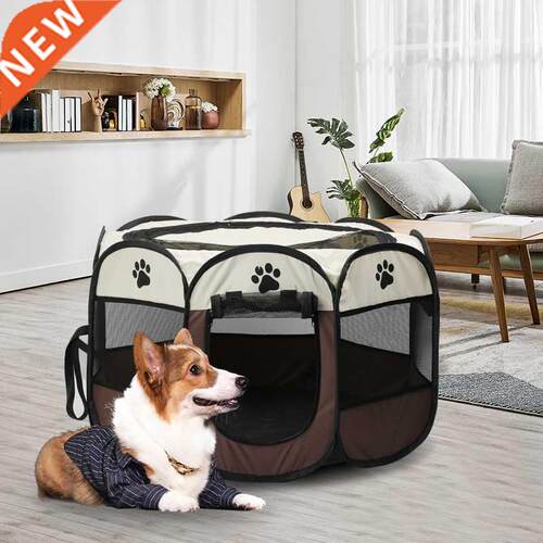Portable Pet Cage Folding Pet Tent Outdoor Dog House Octagon