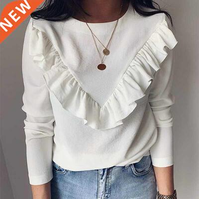 Long Sleeve Elegant Women Blouses 2019 Lady Office Work Ruff