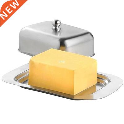 With SeeThrough Lid Stainless Steel Butter Cheese Dish Box B