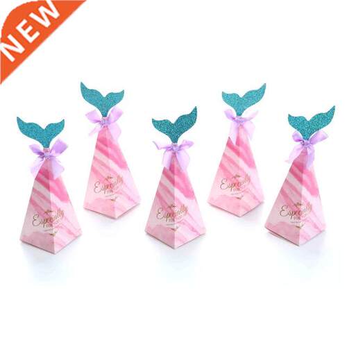 10Pcs Mermaid Tail Paper Candy Box Gift Bags Popcorn Boxes K