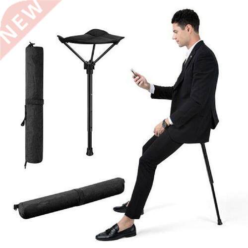 Folding Walking Stick Tripod Stool Adjustable Heig Seat