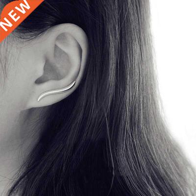 Minimalist Wavy Simple Curved Thin Cool Aesthetic Silver Col