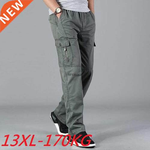 13XL 170kg summer Men cargo pants pocket zipper out door big