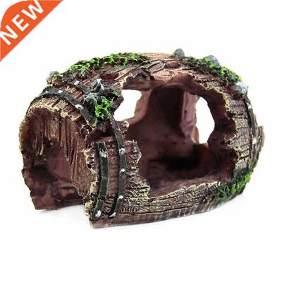 Resin Aquarium Ornaments Decorations Artificial Barrel Cave