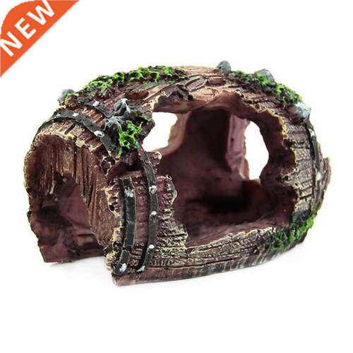 Resin Aquarium Ornaments Decorations Artificial Barrel Cave
