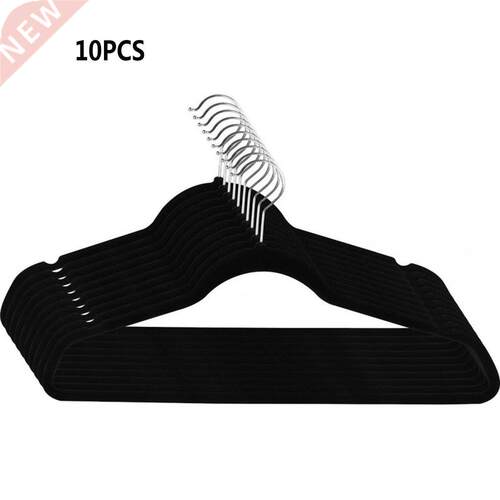 10pcs Velvet Non-slip Coats Hanger Women MenNatural Finish