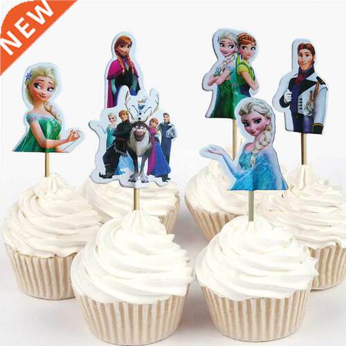 24pcs/48pcs Disney Frozen Princess Olaf Elsa cake topper for