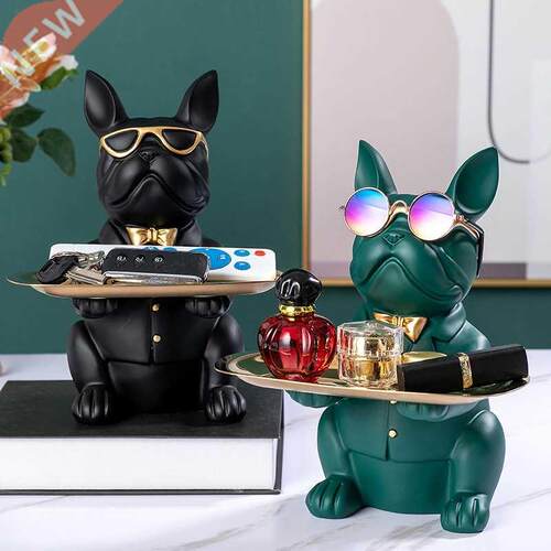 Resin Cool Bulldog Statue Coin Bank Figurine Home Decoration