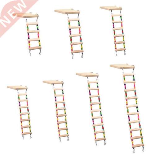 Wooden Parrot Hamster Climbing Ladder Swing Play Toys Set Bi