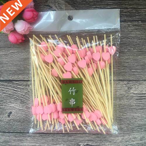 100pc12cm Hert Flower Bmboo Pick Buffet Cupcke Fruit Fork