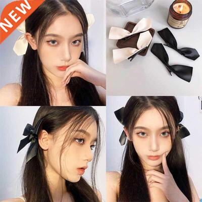 2pcs Black Whte Rbbon Har Bows Clps Vntage Bowknot Sde