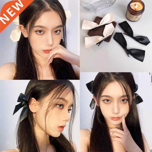 2pcs Black Whte Rbbon Har Bows Clps Vntage Bowknot Sde