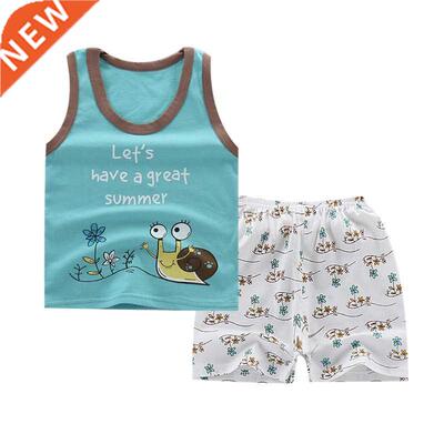Summer Cute Cartoon 2PCS Kids Baby Boys Girls Cartoon Vest T