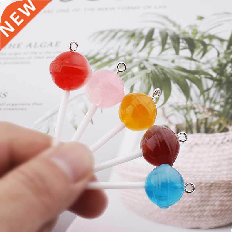 10pcs sugar candy lollipop resin charms diy findings kawaii