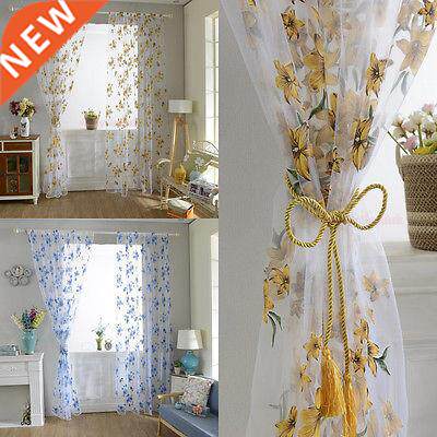 Sheer Curtain Floral Flowers Printing Voile Door Window