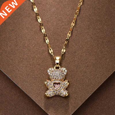Rabbit Fish Bear Pendant Necklaces for women Stainless Steel