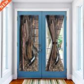 Hat Leather Boots Western Curtains Guitar Door Decor Cowboy