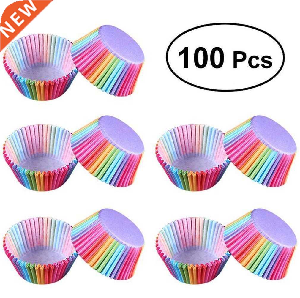 HOT 100pcs Rainbow Color Cupcake Liner Cupcake Paper