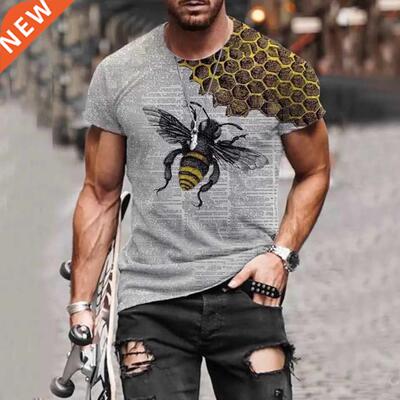 Funny Ms. Bee 3D Print Summer Men's T-Shirt Personality Sree