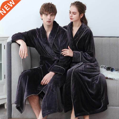 Plus Size XL Men Robe Winter Flannel Soft Kimono Gown Lover
