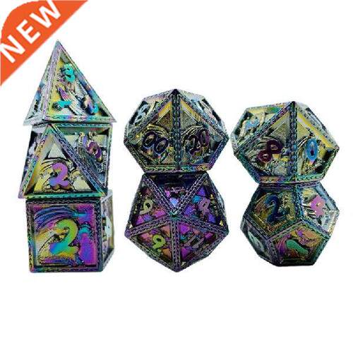 7Pcs/Set Polyhedral Digital Metal Dice with Storage Box