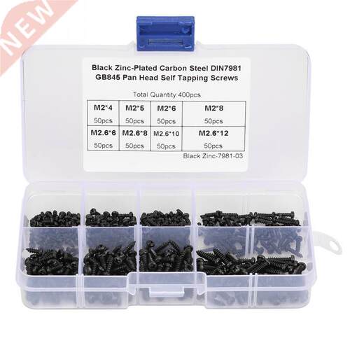 400Pcs Black M2/ M2.6 Pan Self Tapping Screws Tools Part A