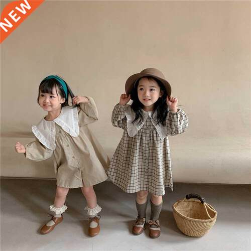 8486 Girls Clothes Casual Dress Autumn 2021 New Korean Cotto