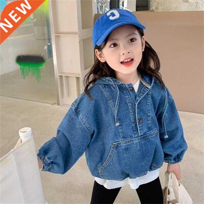 Girls Hooded Jeans Jackets New 2022 Spring Autumn Kids Long