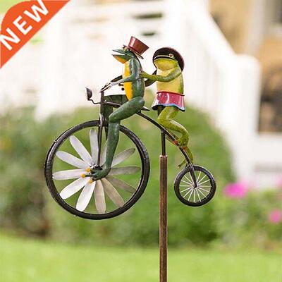 Vintage Frog Bicycle Metal Wind Spinner Metal Cyclone