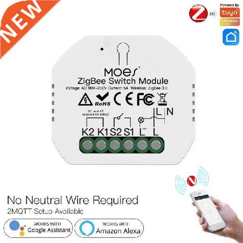 Tuya ZigBee Smart Light Switch Module No Neutral Wire
