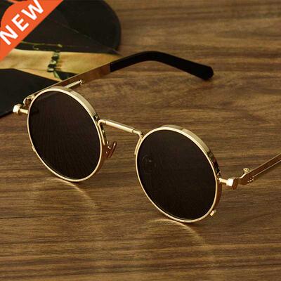 Classic Retro Steampunk Style Round Sunglasses for Men Women