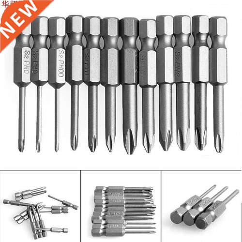 12Pcs/Set 50mm 1/4 Inch Hex Shank Magnetic Phillips Cross Sc