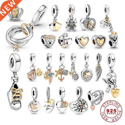 925 silver charm Two-tone Wedding Rings Dangle Charm pendant