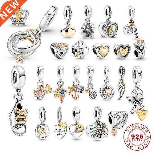 925 silver charm Two-tone Wedding Rings Dangle Charm pendant