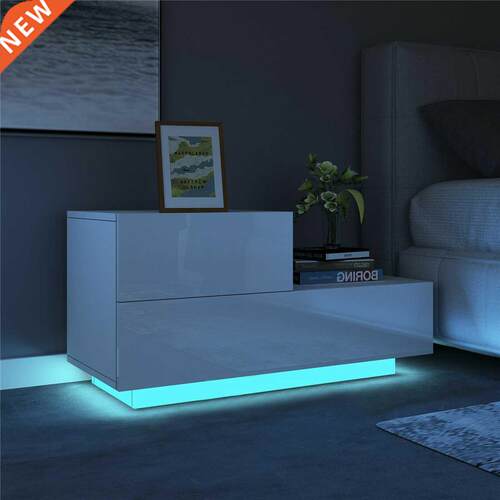 Multifunction RGB LED Nightstands Cabinet Storage Bedside Ta