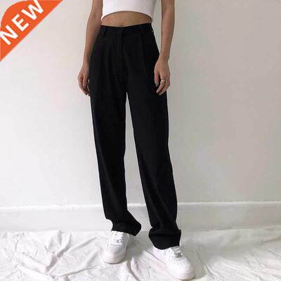 2021 Fashion Straight Suit Women Pants High Waist Casual Off