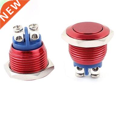 2Pcs 16mm SPST Momentary Galvanized Flat Head Push Button Sw