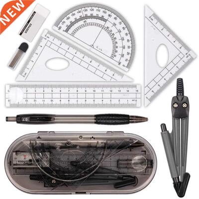 Math Geometry Kit Set 8PCS Student Supplies With Shatterproo